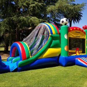 Ball theme bounce house combo slide