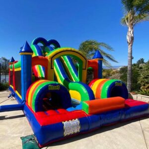 Bounce house obstacle course combo slide