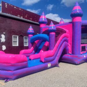 Pink Bounce House Combo Slide