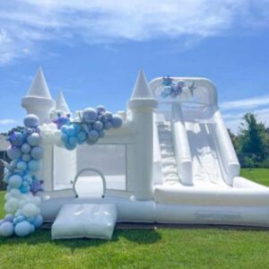 White Bounce House combo slide