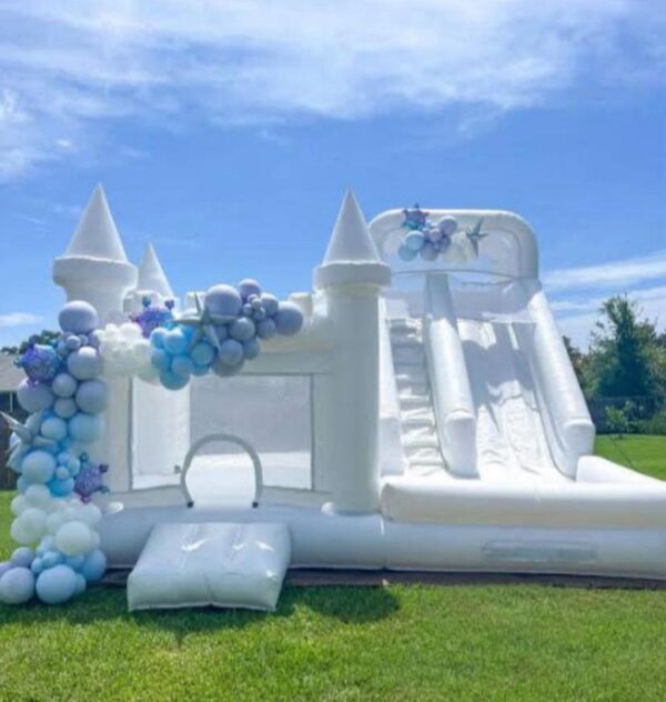 White Bounce House combo slide