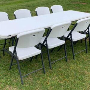 8 ft folding table and chairs